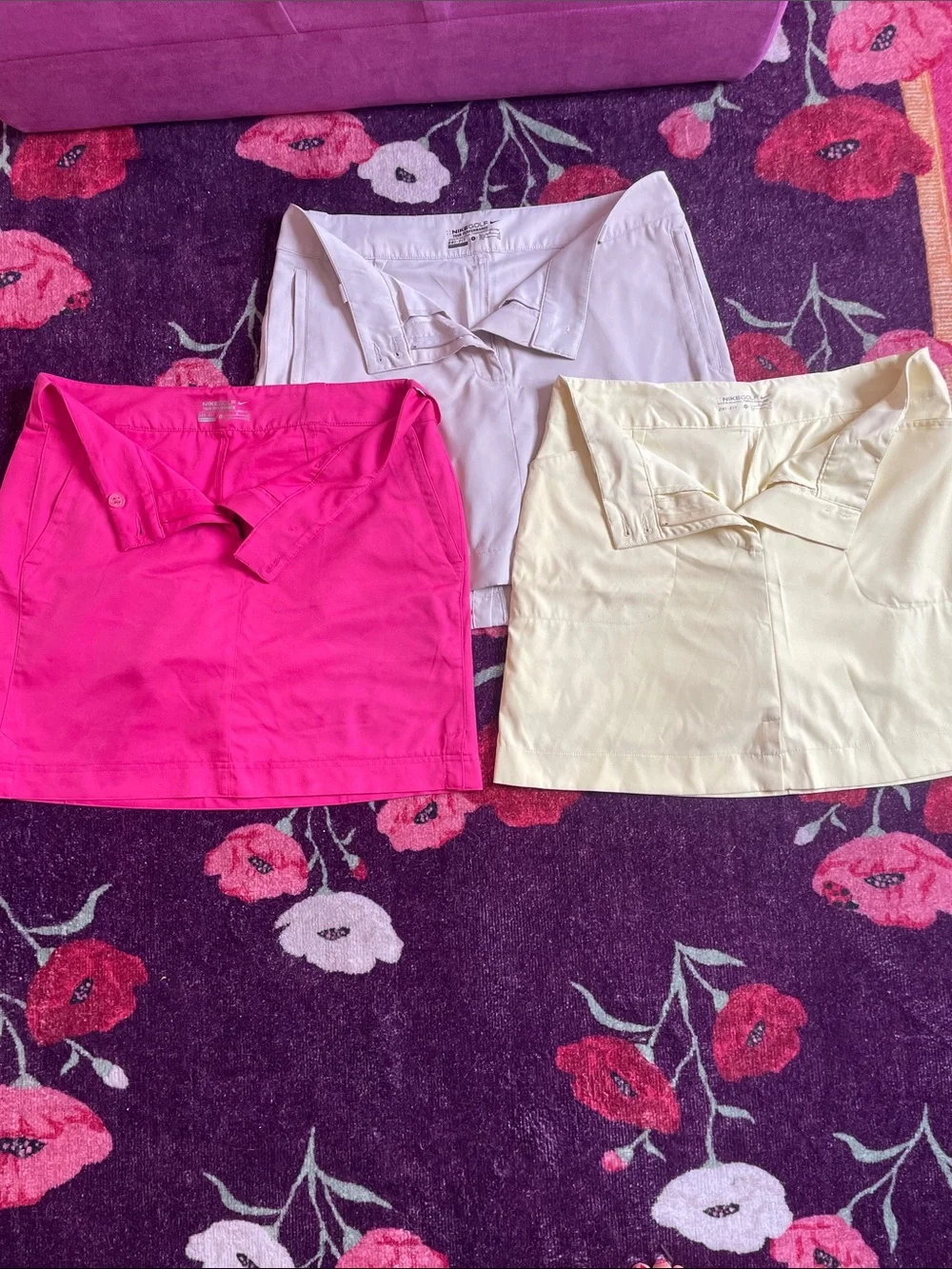 Nike Women's Skorts Trio - Hot Pink, Light Yellow, Cream/Khaki